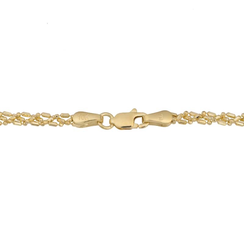 Fremada 10k Yellow Gold 2.7-mm Braided Alternate Bar and Bead Necklace (18 - 24 inches)