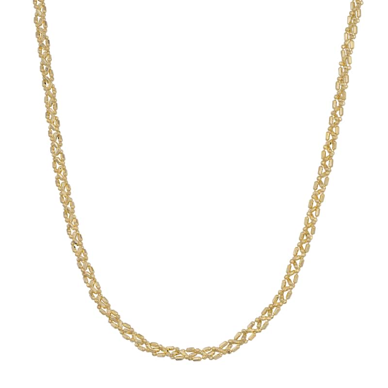Fremada 10k Yellow Gold 2.7-mm Braided Alternate Bar and Bead Necklace (18 - 24 inches)