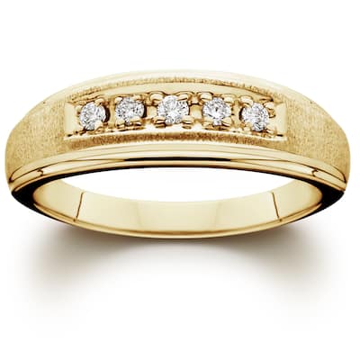 14K Yellow Gold 1/ 6ct TDW Men's Diamond Wedding Ring