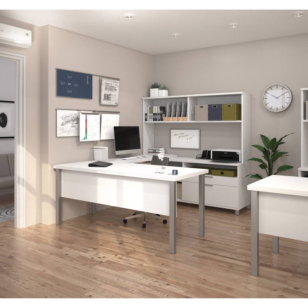 Bestar Pro-Linea U-Desk with Hutch
