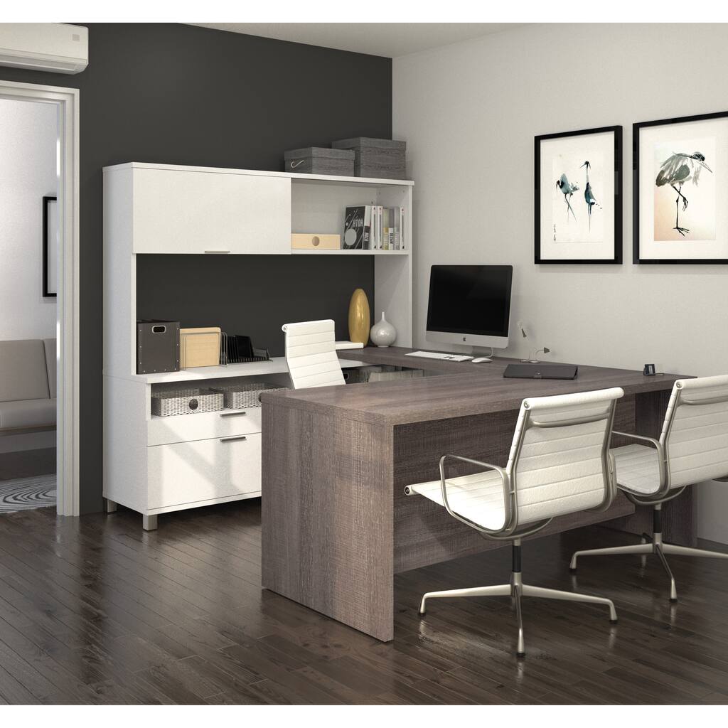 Bestar Pro-Linea U-Desk with Hutch