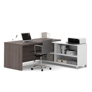 Bestar Pro-linea L-shaped Desk (Bark Gray and White)