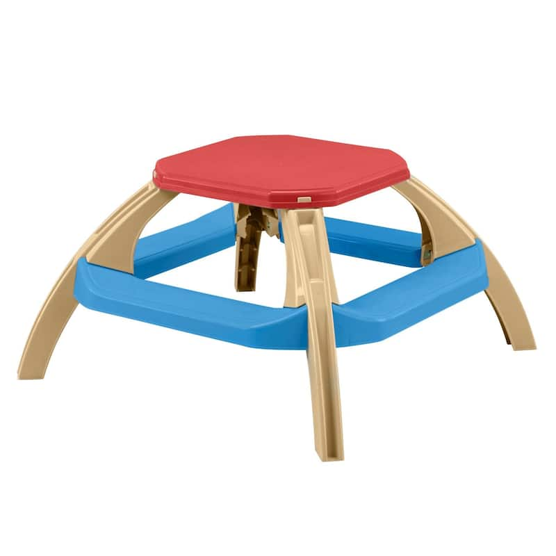 American Plastic Toys Kids Picnic Table - Blue, Green, Grey