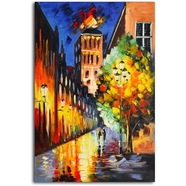 Lamp-Lit Night' Original Oil Painting on Canvas