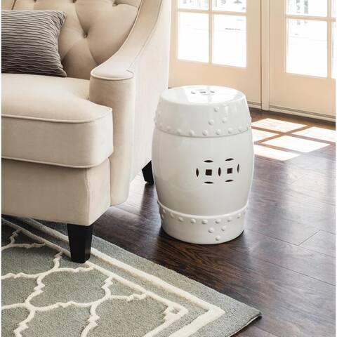 Abbyson Madras White Ceramic Garden Stool