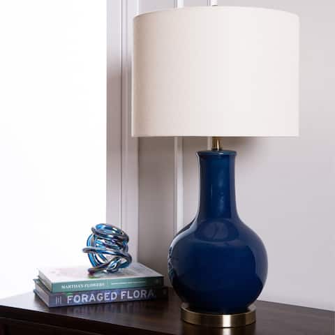 Abbyson Gourd Navy Blue Ceramic 29-Inch Table Lamp