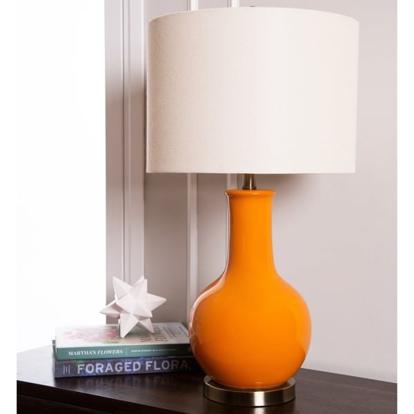 Abbyson Gourd Orange Ceramic Table Lamp