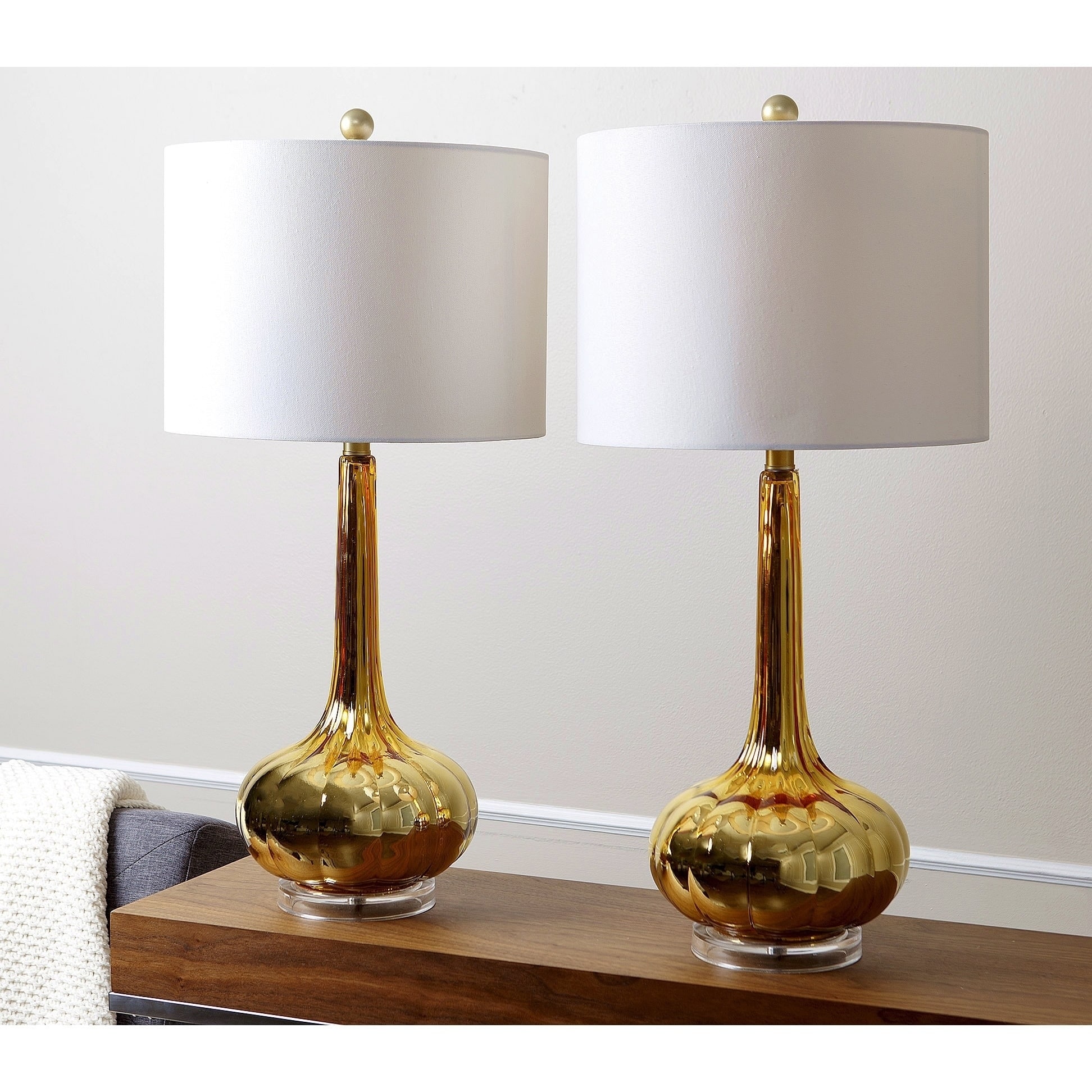 Shop Abbyson Antique Gold Mercury Glass Table Lamp (Set of 2) - On Sale ...