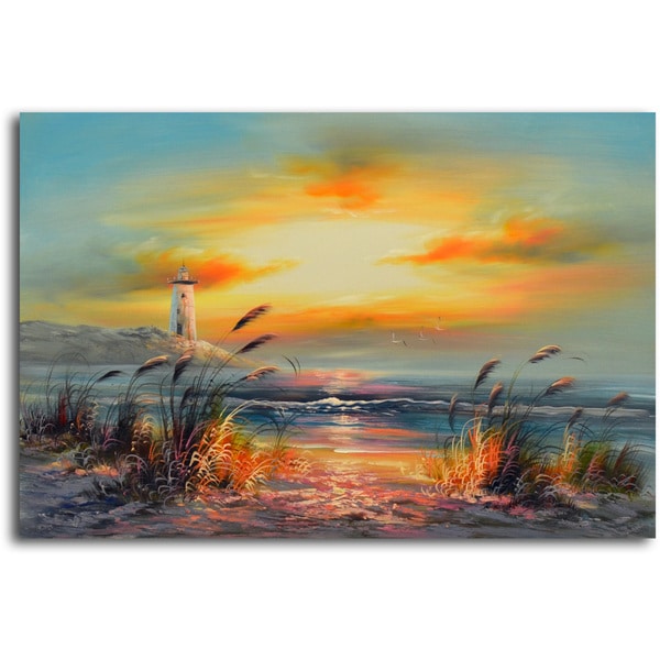 Original Sunrise in Rodanthe Oil Painting Wrapped Canvas