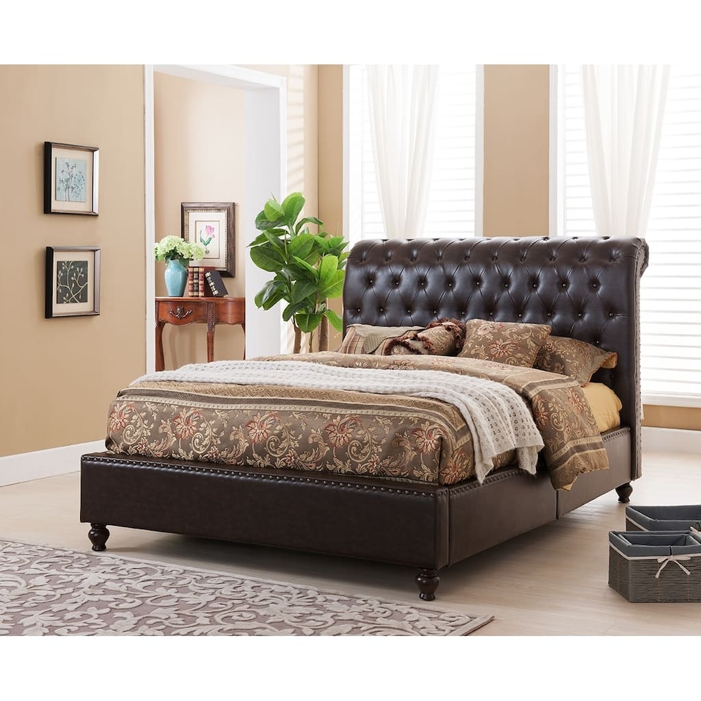 Norman Tufted Modern Platform Bed with Upholstered Headboard