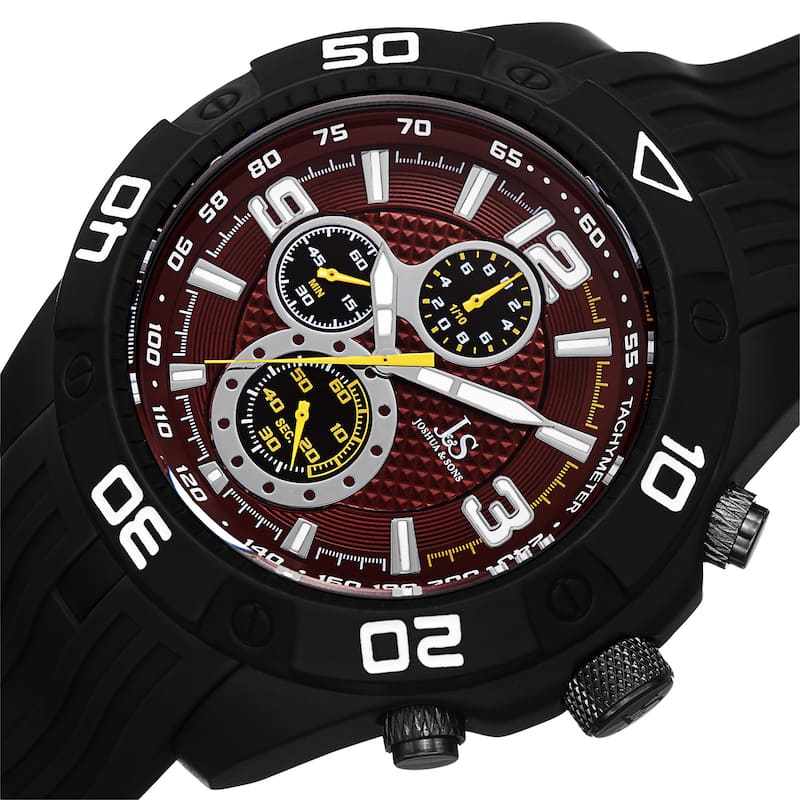 Joshua & Sons Men's Quartz Chronograph Tachymeter Red Strap Watch
