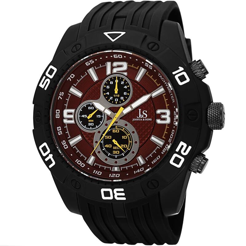 Joshua & Sons Men's Quartz Chronograph Tachymeter Red Strap Watch