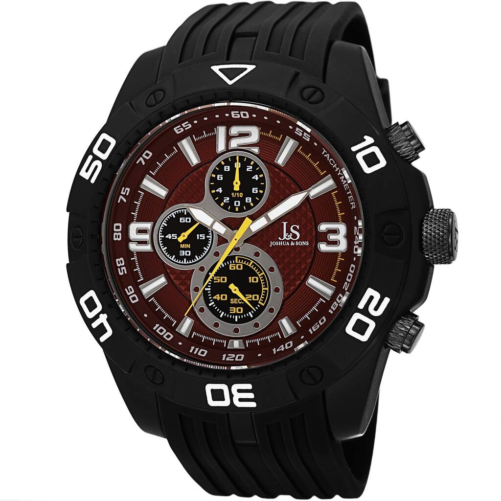 Joshua & Sons Men's Quartz Chronograph Tachymeter Red Strap Watch