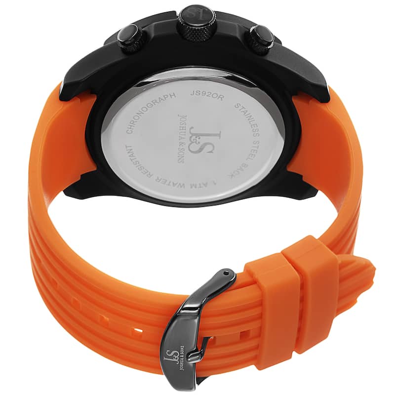 Joshua & Sons Men's Quartz Chronograph Tachymeter Orange Strap Watch