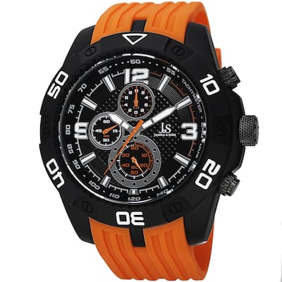 Joshua & Sons Men's Quartz Chronograph Tachymeter Orange Strap Watch