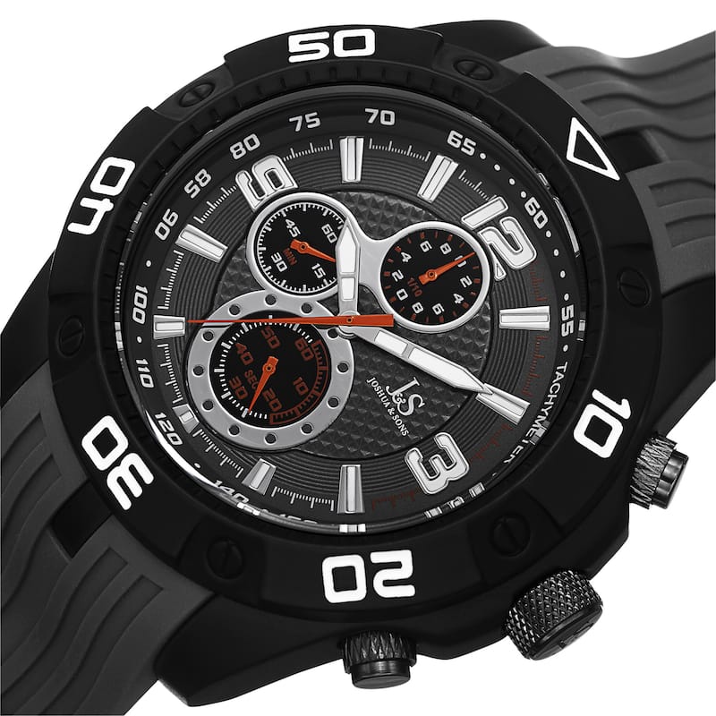Joshua & Sons Men's Quartz Chronograph Tachymeter Grey Strap Watch