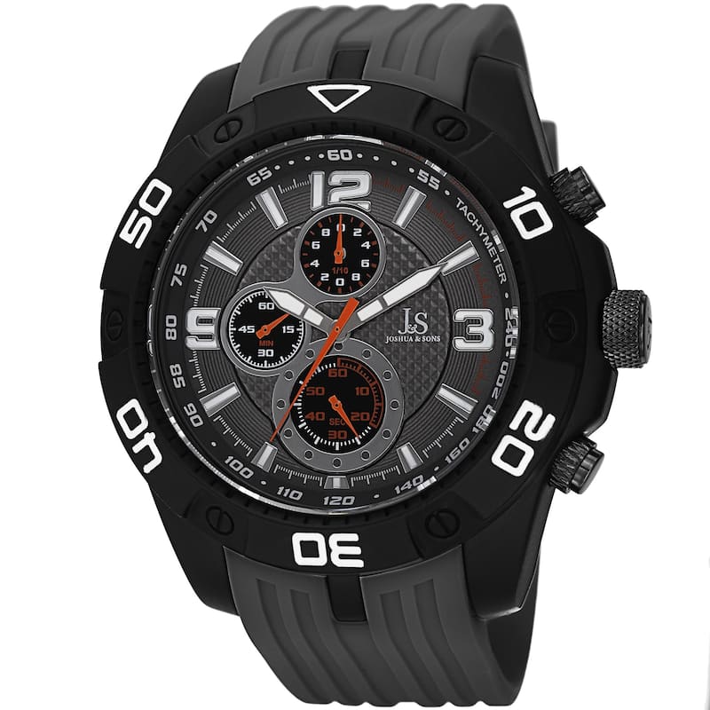 Joshua & Sons Men's Quartz Chronograph Tachymeter Grey Strap Watch