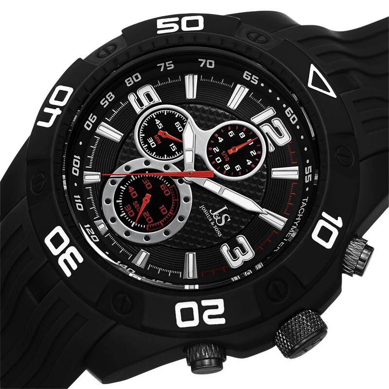 Joshua & Sons Quartz Chronograph Tachymeter Black Strap Watch