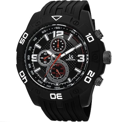 Joshua & Sons Quartz Chronograph Tachymeter Black Strap Watch