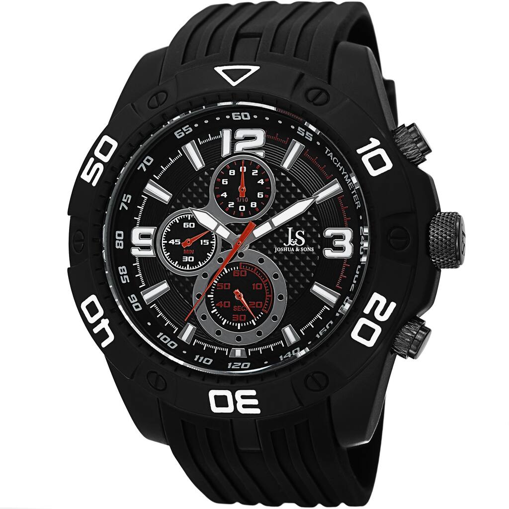 Joshua & Sons Quartz Chronograph Tachymeter Black Strap Watch