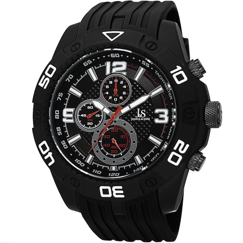 Joshua & Sons Quartz Chronograph Tachymeter Black Strap Watch