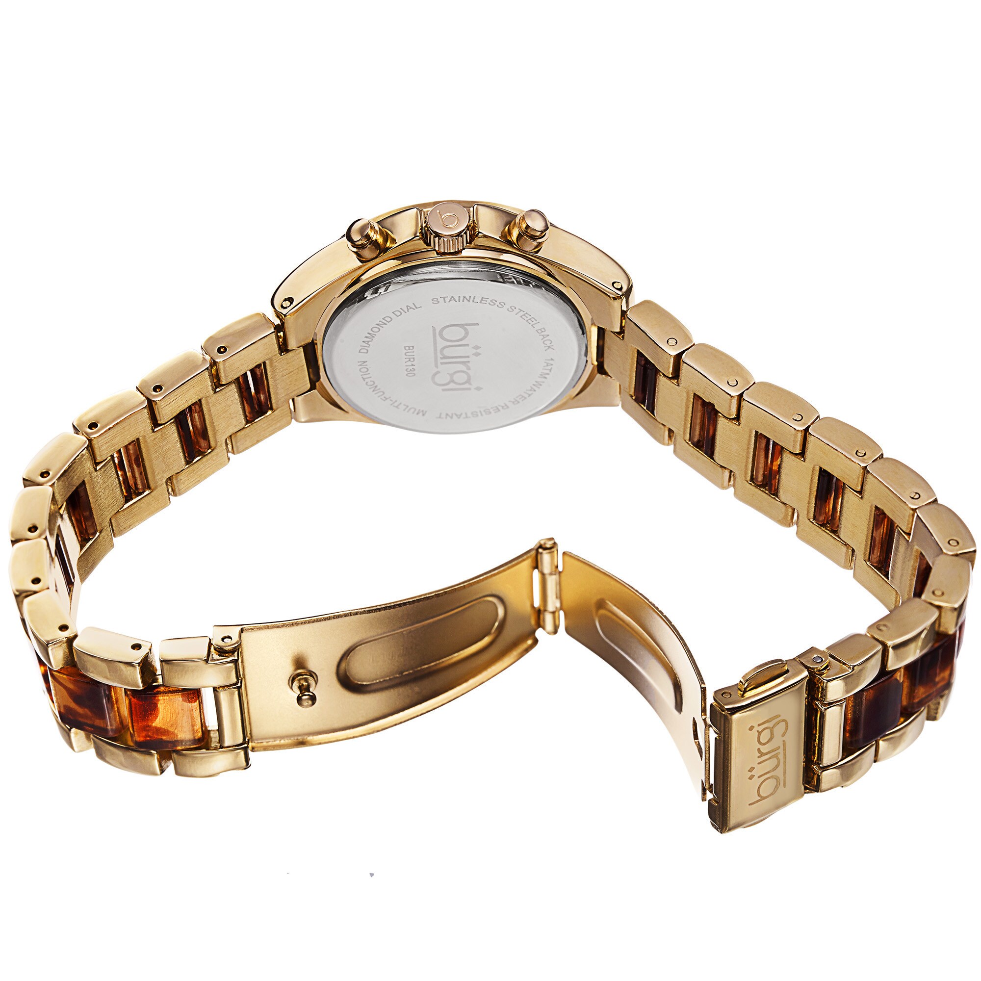Burgi Women's Swiss Quartz Diamond Multifunction Dual-Time