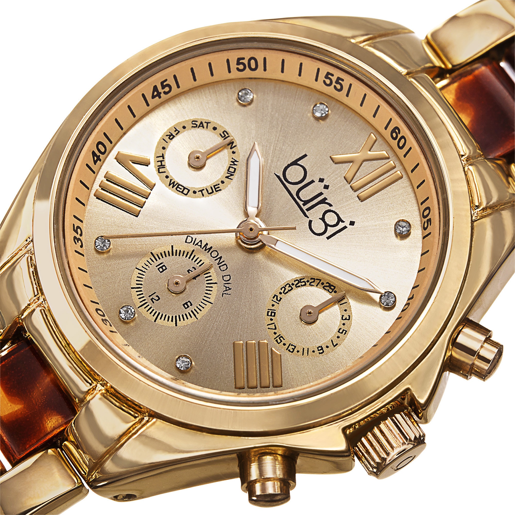 Burgi Women\'s BUR196 Diamond Accented Argyle Dial Watch- MSRP $325 (New Battery) Crystal and Diamond Leather Strap – BUR195 – bürgi main image 2