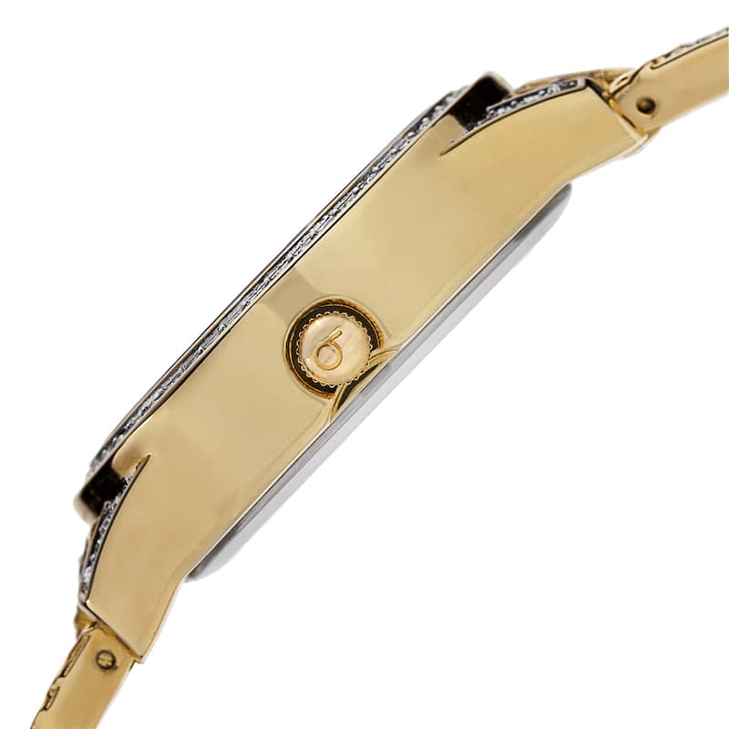 Burgi Women's Diamond Markers Mother of Pearl Quartz Gold-Tone Bracelet Watch