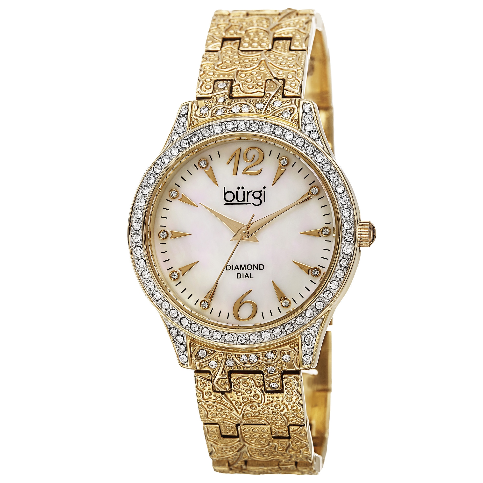 NWT Burgi Quartz Mother of Pearl Dial Ladies Watch Burgi-Womens-Diamond-Markers-  main image 4