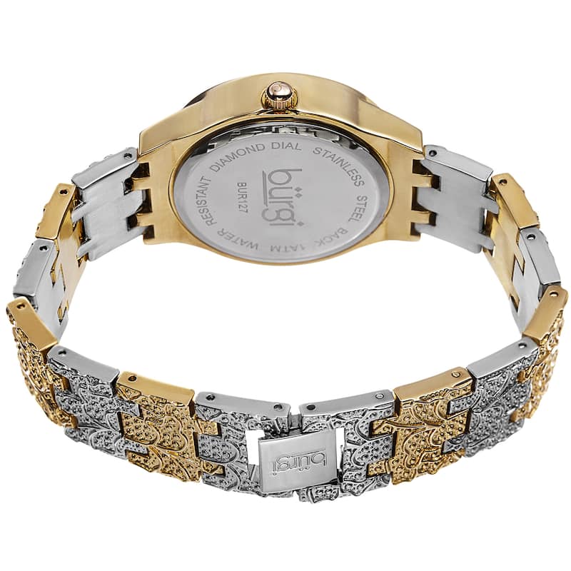 Burgi Women's Diamond Markers Mother of Pearl Quartz Bracelet Watch Gifts for Her