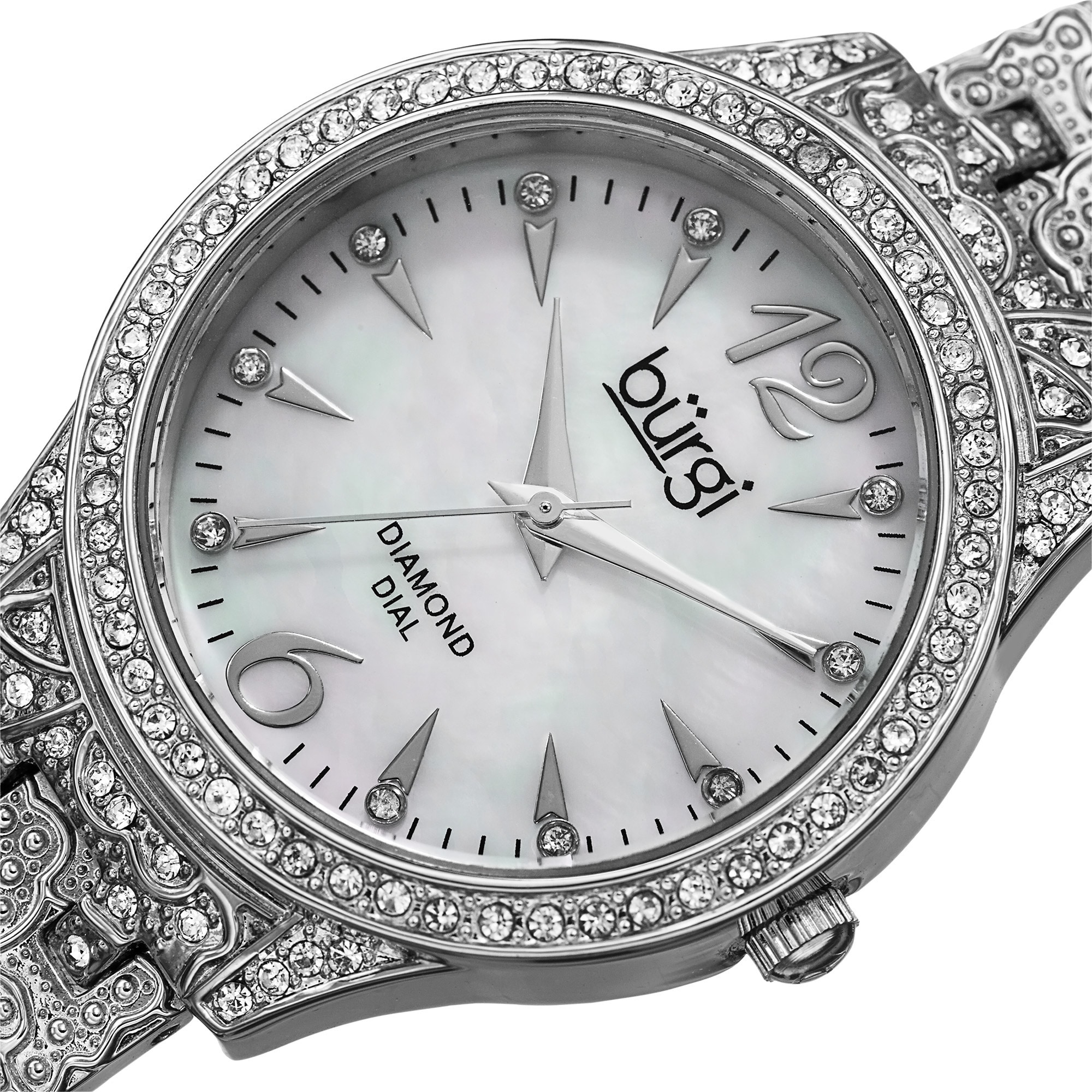 NWT Burgi Quartz Mother of Pearl Dial Ladies Watch Burgi-Womens-Diamond-Markers-  main image 4