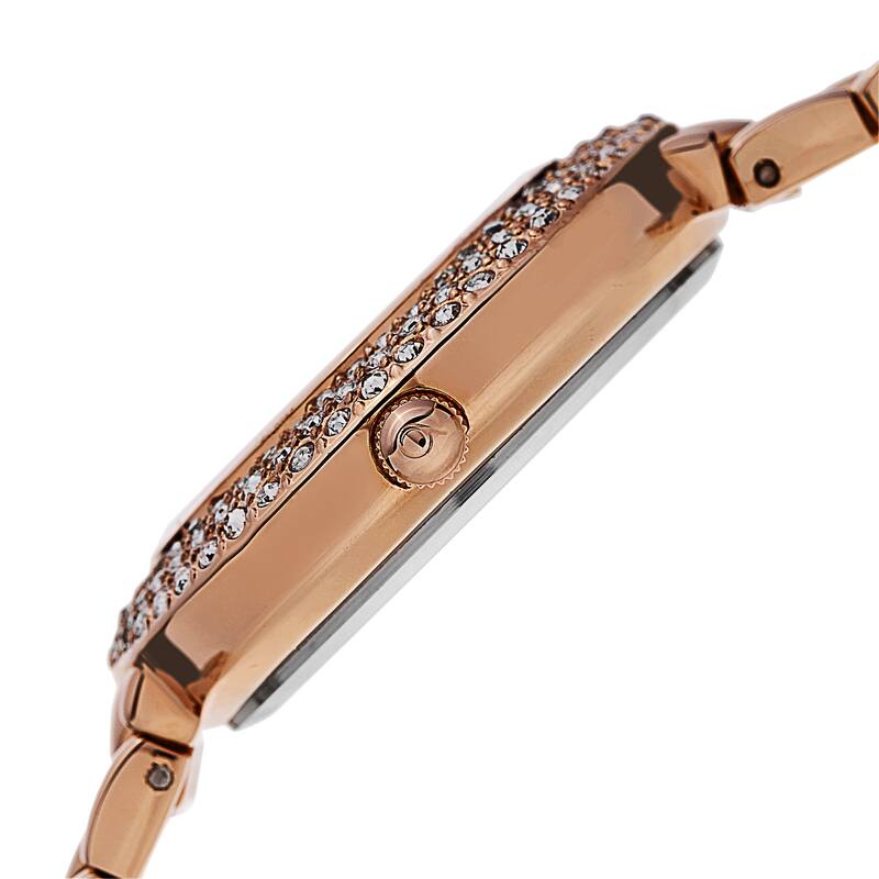 Burgi Women's Quartz Diamond Markers Brass Rose-Tone Bracelet Watch