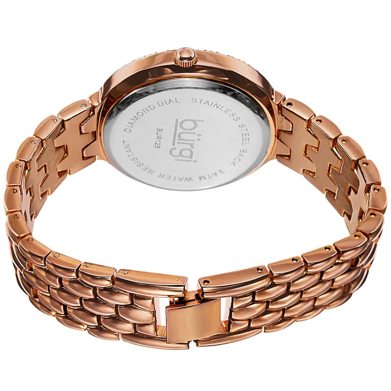 Burgi Women's Quartz Diamond Markers Brass Rose-Tone Bracelet Watch