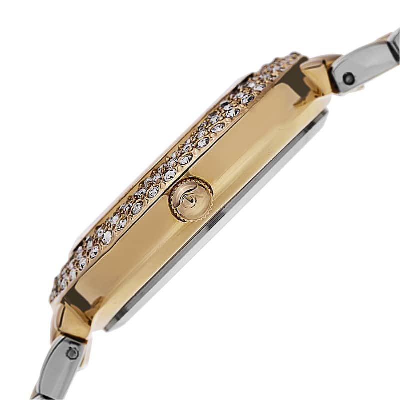 Burgi Women's Quartz Diamond Markers Brass Two-Tone Bracelet Watch
