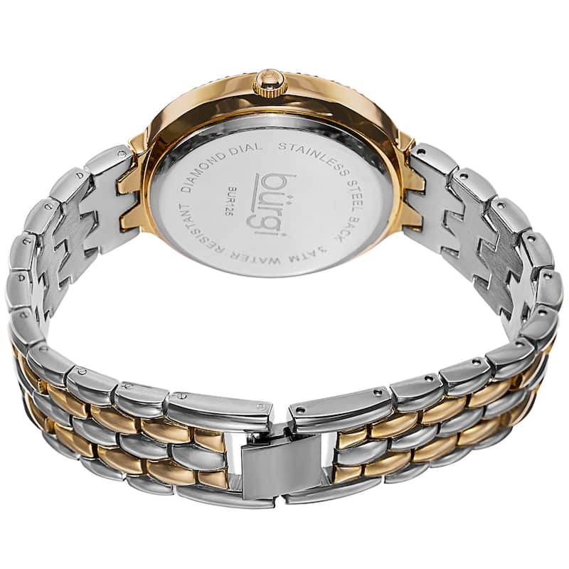 Burgi Women's Quartz Diamond Markers Brass Two-Tone Bracelet Watch