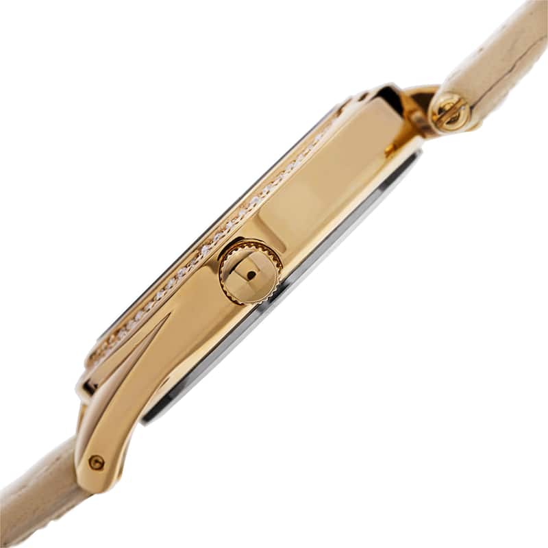 Burgi Women's Quartz Diamond Markers Leather Gold-Tone Strap Watch