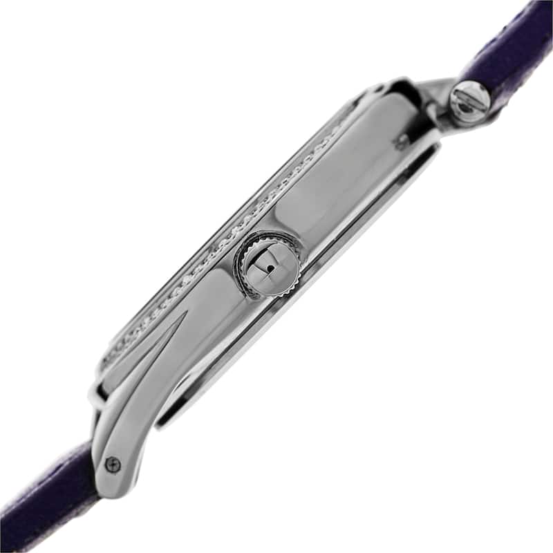 Burgi Women's Quartz Diamond Markers Leather Purple Strap Watch