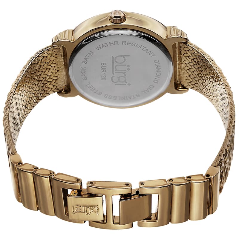 Burgi Exquisite Women's Quartz Diamond Gold-Tone Bracelet Watch