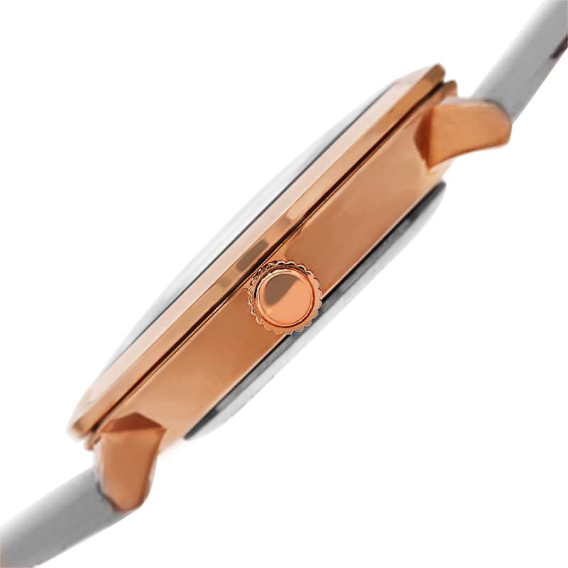 Burgi Classic Women's Quartz Diamond Markers Leather White Strap Watch
