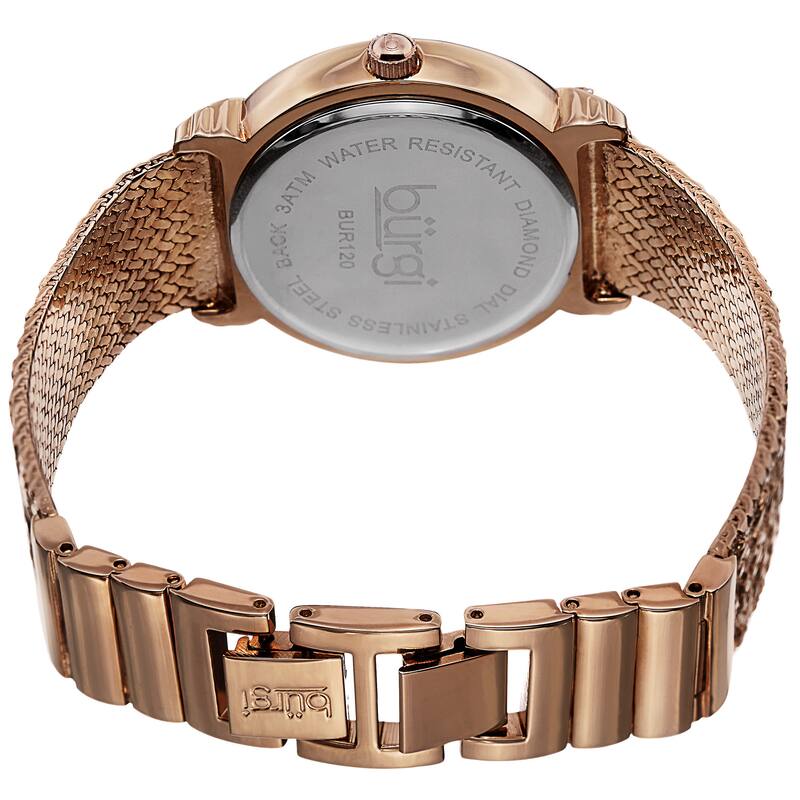 Burgi Exquisite Women's Quartz Diamond Rose-Tone Bracelet Watch