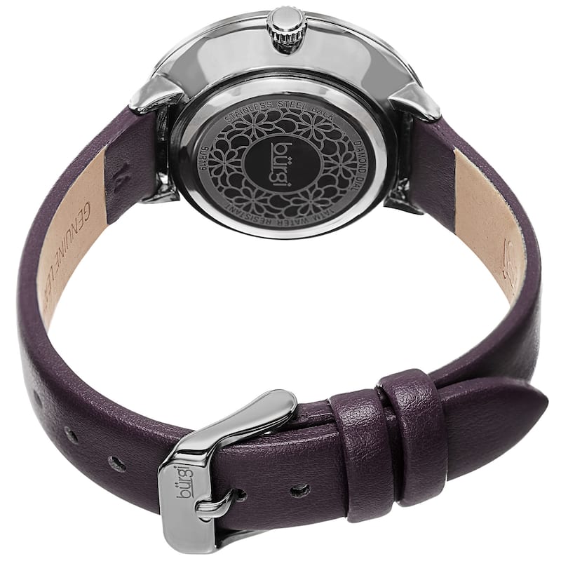 Burgi Classic Women's Quartz Diamond Markers Leather Purple Strap Watch