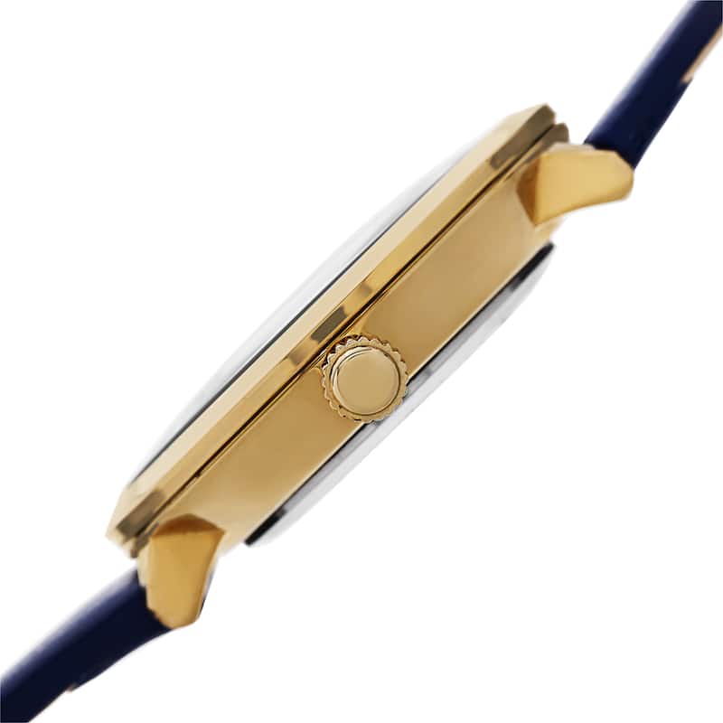 Burgi Classic Women's Quartz Diamond Markers Leather Blue Strap Watch