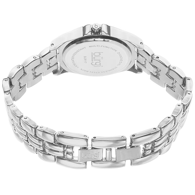 Burgi Women's Quartz Diamond Marker Multifunction Alloy Silver-Tone Bracelet Watch