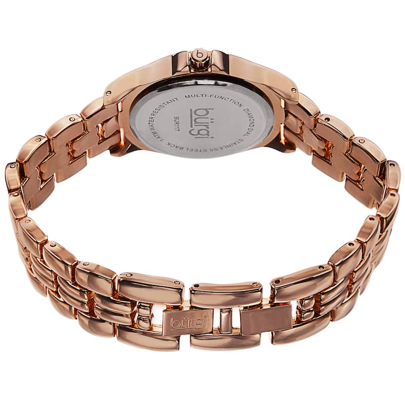 Burgi Women's Quartz Diamond Marker Multifunction Alloy Rose-Tone Bracelet Watch