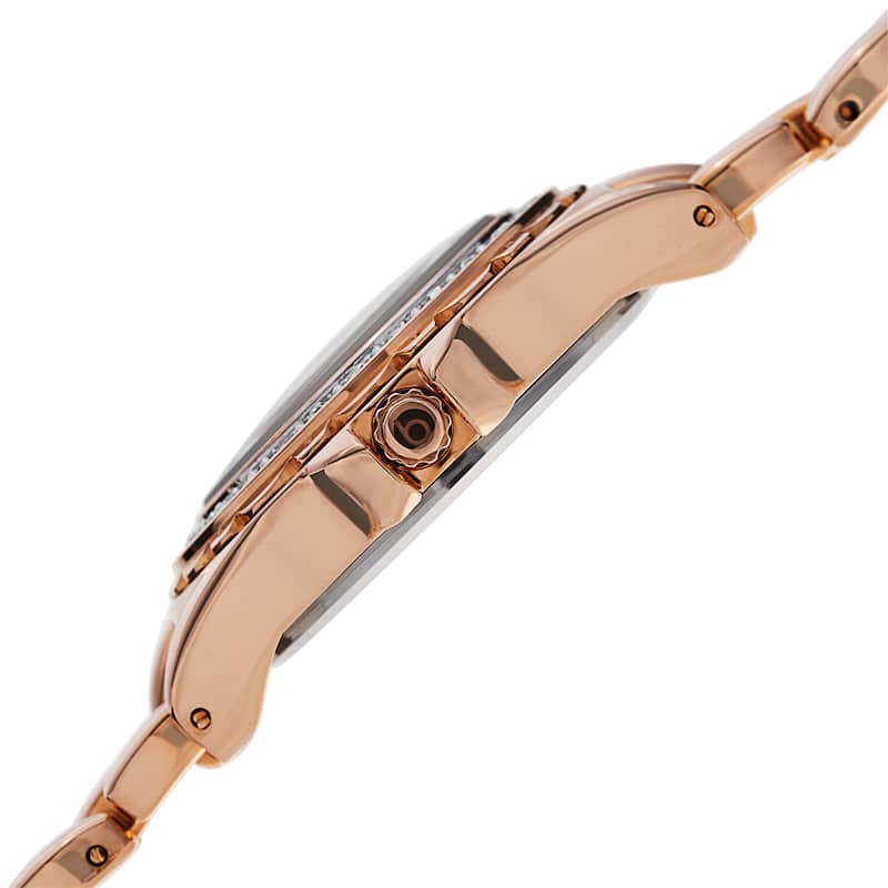 Burgi Women's Quartz Diamond Marker Multifunction Alloy Rose-Tone Bracelet Watch