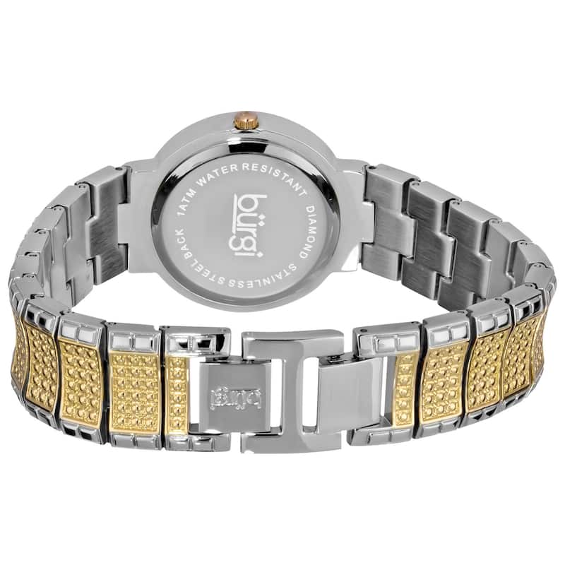 Burgi Women's Diamond Baguette Quartz Two-Tone Bracelet Watch