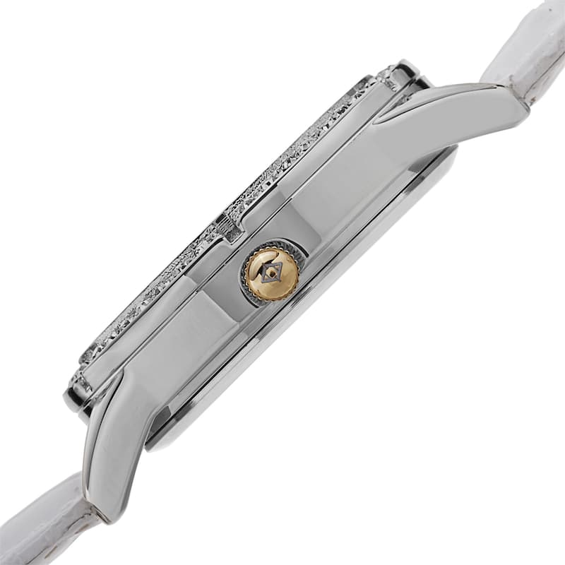 Akribos XXIV Women's Quartz Mother of Pearl Dial Leather Silver-Tone Strap Watch