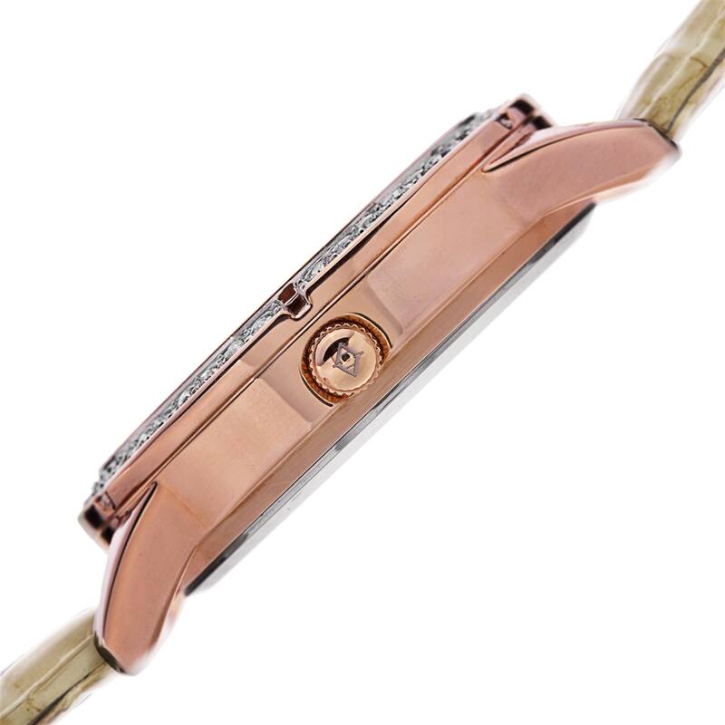 Akribos XXIV Women's Quartz Mother of Pearl Dial Leather Rose-Tone Strap Watch