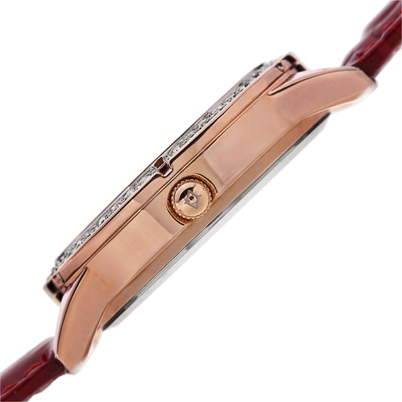 Akribos XXIV Women's Quartz Mother of Pearl Dial Leather Red Strap Watch