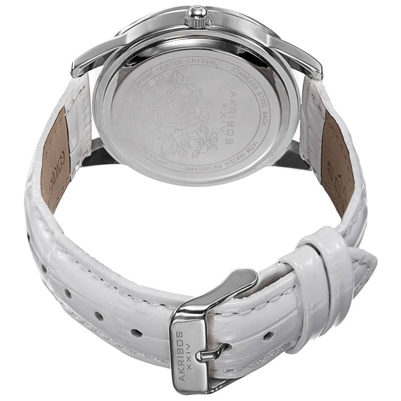 Akribos XXIV Women's Quartz Mother of Pearl Dial Leather Blue Strap Watch